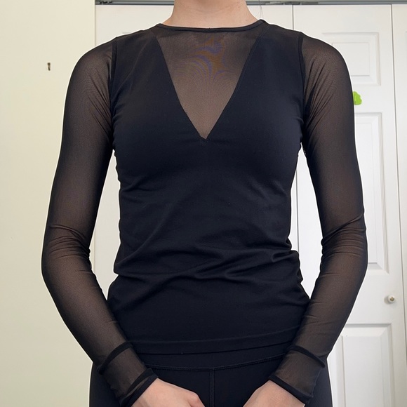 Free People black mesh long-sleeve top - Picture 1 of 3